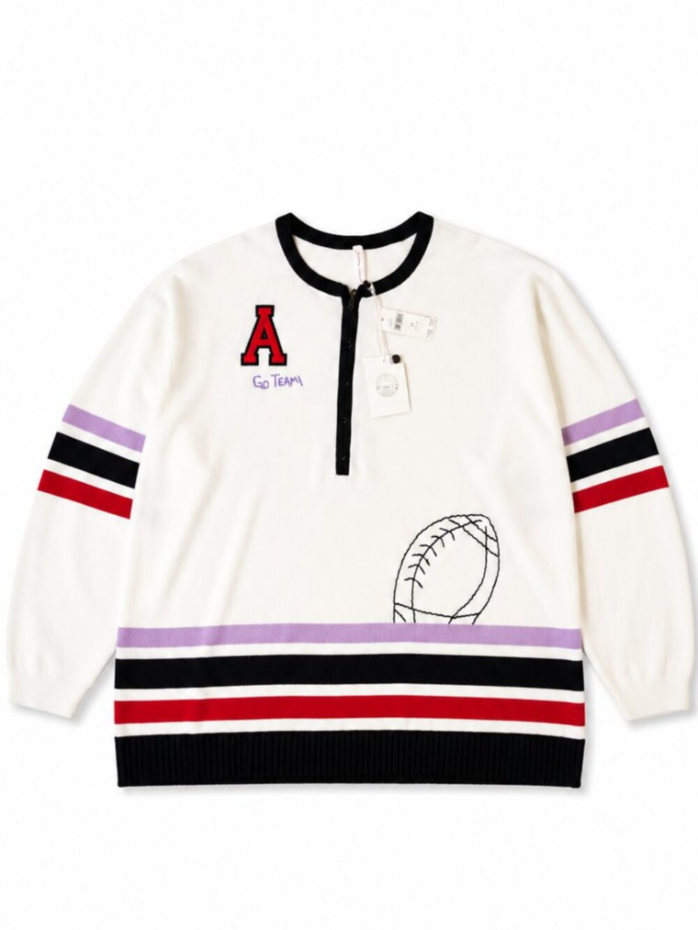 Daily Practice Anthropologie Go Team Football Sweater Women’s 2X NWT Preppy